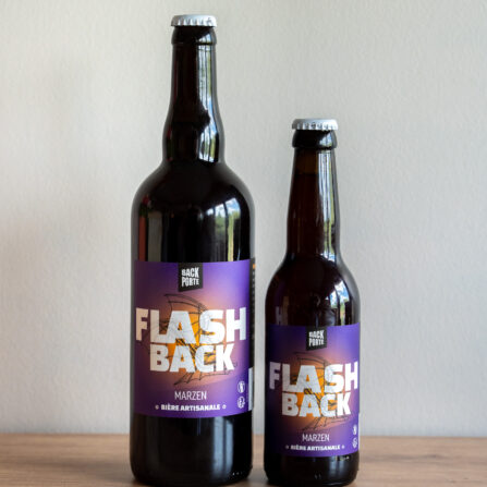 Flashback-33cl-75cl présentation de la nouvelle ambrée - type Märzen beer, intégrant la gamme principale. disponible en 33cl et 75cl